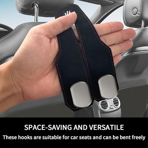 RAOZBE Car Seat Headrest Hooks for Purses and Bags, 2 Pack Bag Purse Holder for Car With Double Metal Hooks, Car Purse Hanger, Headrest Back Seat Handbags Hook Cute Hanging Accessories, Black — view 6