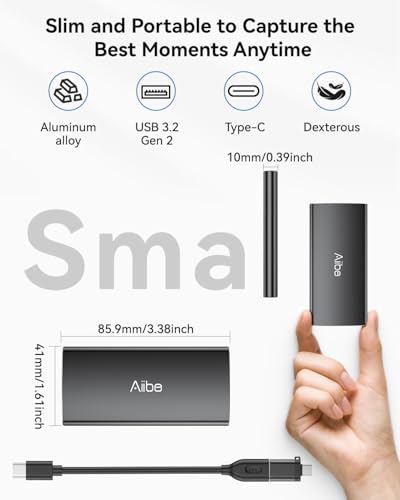 Image of Aiibe 500GB External Solid State Drive USB C Portable SSD USB 3.2 Gen 2, Up to 1050MB /s, External SSD 500GB External Hard Drive for iPhone 15 /Pro, Laptop, Mac and PS4 (Black)