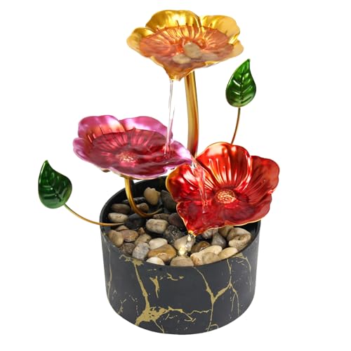 YOQUATE Desk Fountain Indoor Waterfall Fountain Flowers Themed 3-Tier