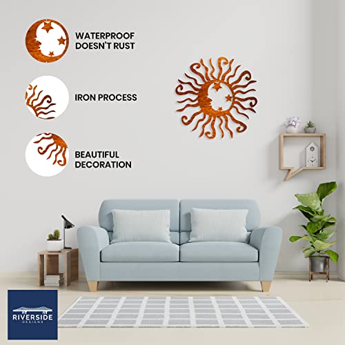 Riverside Designs Wacky Solar Moon Metal Wall Art Steel Outdoor Decor | Heavy-Duty and Waterproof | Made in USA (Copper, 18L x 18W) by Riverside Designs - Image 2