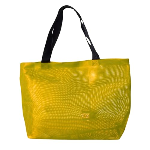 Bolsa Sacola Feminina Tela Praia Piscina Alça Dupla Ombro Reforçada Verão Lisa Colorida Tote Transparente Barata Simples (Amarelo, Tamanho único)