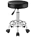 FNZIR Adjustable Stool with Wheels Round Rolling Stool for Spa Salon Massage Office Stool Chair (Black)