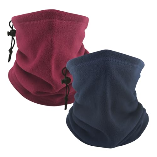 2 Pièces Écharpe Tube d’Hiver pour Femmes et Hommes, Écharpe Chauffante et Coupe-Vent, Tour de Cou en Polaire Douce, Cache-Cou Multifonction pour le Ski, la Moto, la Course et le Vélo en Plein Air