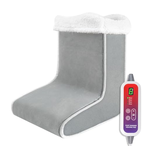 Mefine Calienta Pies Electrico, Calentamiento Rápido Calentador de Pies con 6 Niveles de Temperatura y 4 Temporizadore, Calientapiés Casa, Desconexión Automática, Protección Contra Sobrecalentamiento