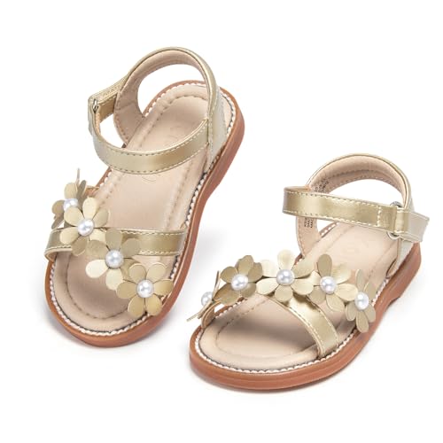 Image of Kolan Toddler Girl Sandals Open Toe Flat Princess Dress Shoes Little Kids