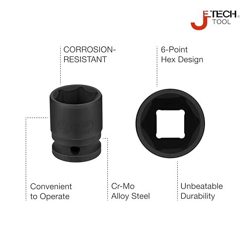 Image of JETECH 1 /2 inch Drive 23mm Standard Impact Socket, 6-Point Metric Impact Socket, Chrome Molybdenum (Cr-Mo) Alloy Steel, Heavy-Duty for Automotive & DIY Applications