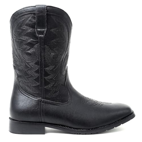 Metrocharm Men'S Cowboy Western-02 Embroidered Square Toe Mid-Calf Boots thumb #1