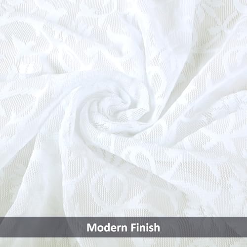 Image of Kuber Industries 2 Pcs Net Cotton 7 Feet Door Curtain Vine Designfor Home Decor | Semi Sheer Grommet Curtains for Living Room /Bedroom | RC317 - Delhi White