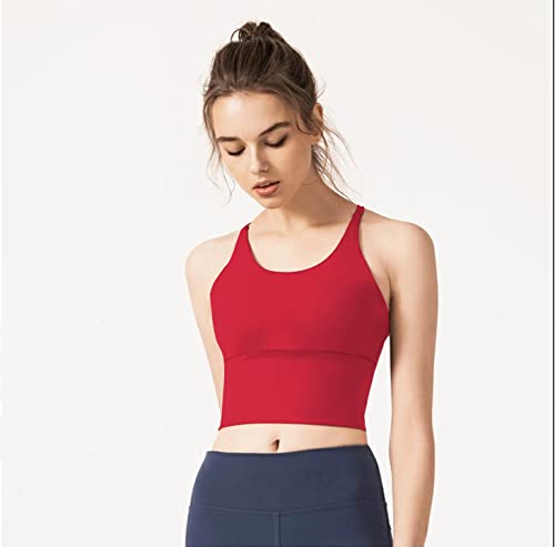 Image of Redqenting Longline Sports Bra for Women with Removable Padded,Sexy Criss Cross Back Strappy Yoga Bras Workout Tank Tops