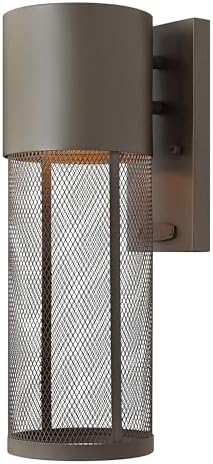 Hinkley Aria Single Light Outdoor Wall Mount Lantern, Aluminum, Mesh Shade, Includes a 6.5W Medium LED Bulb, Buckeye Bronze Finish