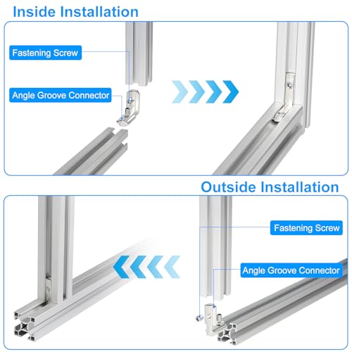 SUPAWAY 80 Stück Innenwinkel Winkelverbinder Aluprofil 3030 Nut8 M6 T-Nut 90° L-Form Profil Aluminium Winkel T-Slot Eckverbinder für 30er-Serie Europäischer Standard-Aluminium-Profil mit 160 Schrauben