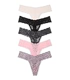 Victoria's Secret Women's Lace Thong Underwear, Panties for Women, Pack of 7, Solids & Leopard Print, XL