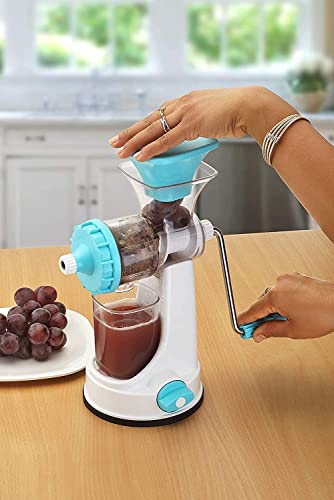 Image of Fruit & Vegetable Manual Juicer machine with Steel Handle, Heavy Duty Hand Press Juicer, Blue