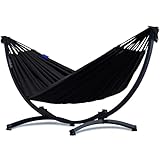 Potenza Hamac avec Support en Acier KOMPACT | pour 1 Personne | Support en Acier sablé | Charge maximale 120 kg | Fabriqué en UE (Noir)