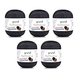 Gründl Raffinessa - Papiergarn - Raffiabast - Papierschnur aus 100% Viskose zum Korbflechten - 5 x 100 g / 120 m - Schwarz