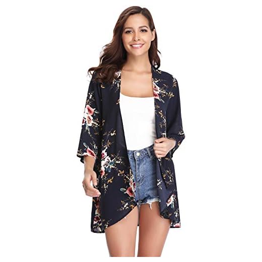 Aibrou Mujeres gasas Chal Flojo, Estampado Kimono Cardigan Top Cover Up Blusa Beachwear