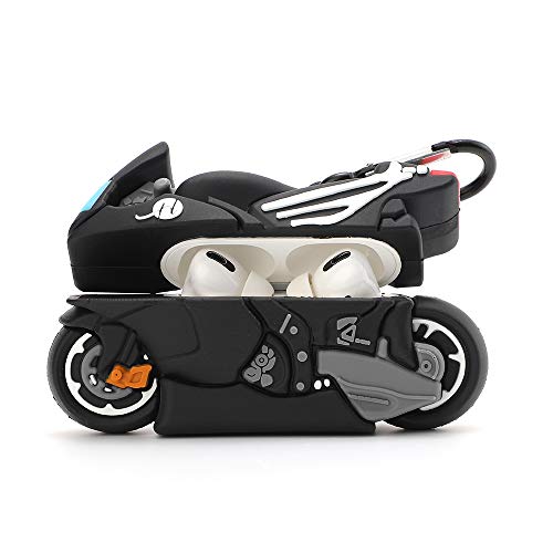 Ifunny Case 3D Cartoon Cool Motorcycle Design Man Boys Kids Shockproof Keychain Protective Soft Silicone Case For Airpods Pro/Airpods 3[2019] (Motorcycle) #TOP1