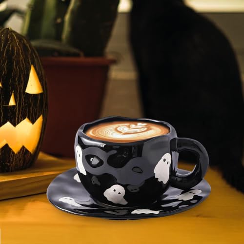 Taza de café de Halloween vajilla de cerámica de 320 ml para vino y té 4