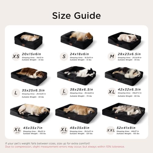 Image of Bedsure Jumbo Orthopedic Dog Bed for Extra Large Dogs - Washable XLarge Dog Cat Bed Waterproof, Comfort Dogs Couch Sofa with Washable Removable Cover, Pet Bed with Nonskid Bottom, Black, 45 inch