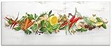 ARTLAND Küchenrückwand Glas mit Motiv Spritzschutz Küche 125x50 cm Kräuter Essen Lebensmittel Chili Gewürze Chilischote Peperoni U1RK