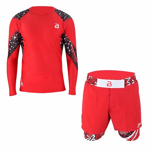 2BOLD MMA, BJJ Camisa de compressão Rash Guard de manga comprida para homens, shorts de compressão J