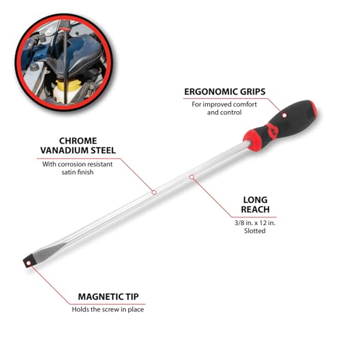 Image of Performance Tool W30983 Black & Red Slotted Screwdriver, 3 /8 inch x 12 inch