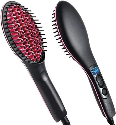 YASAMAZING Hair Straightener Straight Ceramic Hair Straightener Brush Perfectly Straight Hair (Black)