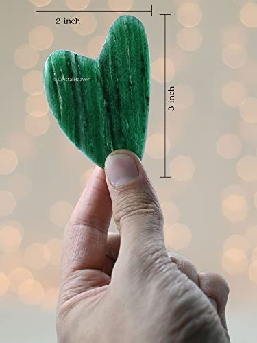 Image of Crystal Heaven Dark Green Aventurine Gua Sha Stone Face Massager - Super Smoothed Original Healing Gemstone Guasha Tool For Face Eye Neck