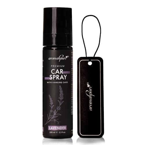 Image of Aromahpure Lavender Car Perfume Spray | 100ml | with Hanging Card | Long Lasting 800+ Sprays Car Fresheners | Travel Friendly Car Air Freshener | CFC Free &Fast Acting Formula