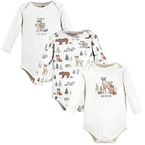 Hudson Baby baby girls Cotton Long-sleeve Bodysuits and Toddler T Shirt Set, Forest Animals 3-pack, 3-6 Months US