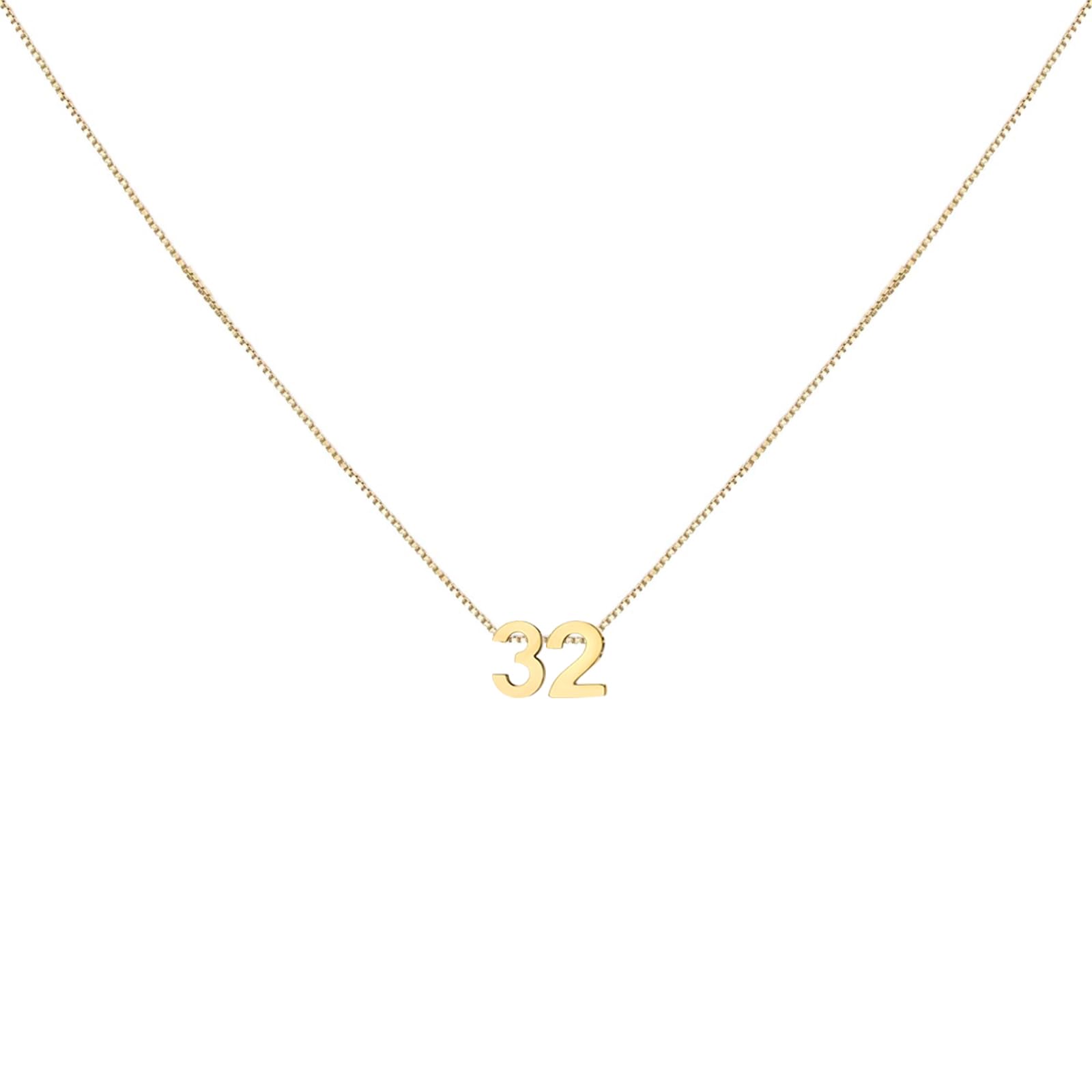 Konpicca Gold Number Necklace for Women 18K Gold Plated Small Cute Pendant with Box Chain Choker Necklace Personalized Jewelry Birthday Gift for Her