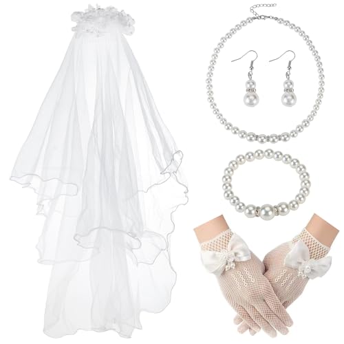 Girls First Communion Gloves White Costume Accessories 5 Piece Set