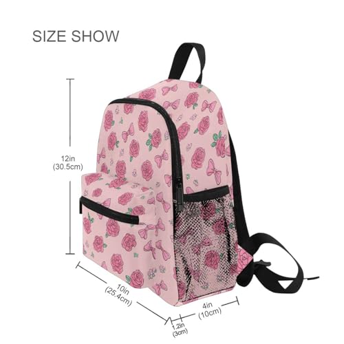 Bows Cute Pink Preschool Backpack Pink Roses School Backpack Daycare Bookbag for Kids 3-84