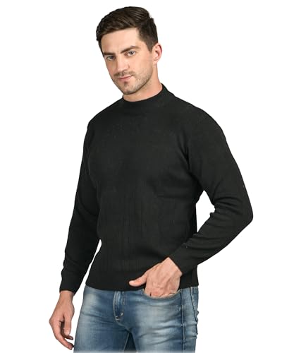 Image of Men Woolen Round Neck Solid Striped Design Pullover Heavy Rainbow Fabric Winter Wear Pure Wool Cardigan for Men Fully Warm Pullover Free Sizes