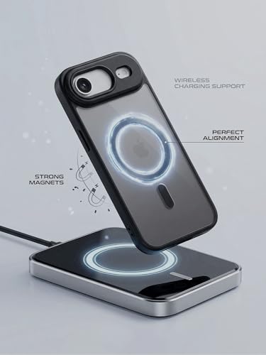 Image of Amazon Basics Designed for iPhone 17 Air Case | Camera Protection Translucent Matte Hard Back Cover Compatible with Mag-Safe (TPU+Polycarbonate | Frost Black)