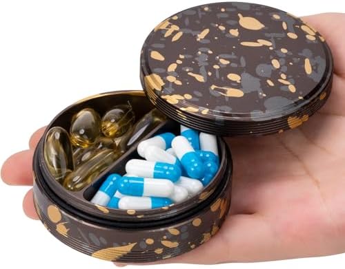 Amazon.com: Metal Pill Case 2 Compartment Pill Box - Portable Pill ...