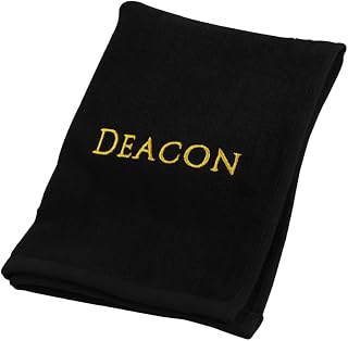 Swanson Christian Products Hand Towel Deacon Towel w/Gold Embroidery Pastor Appreciation Gift Fathers Day Present Face Towel Sweat Towels for Gym Absorbent Cotton Black