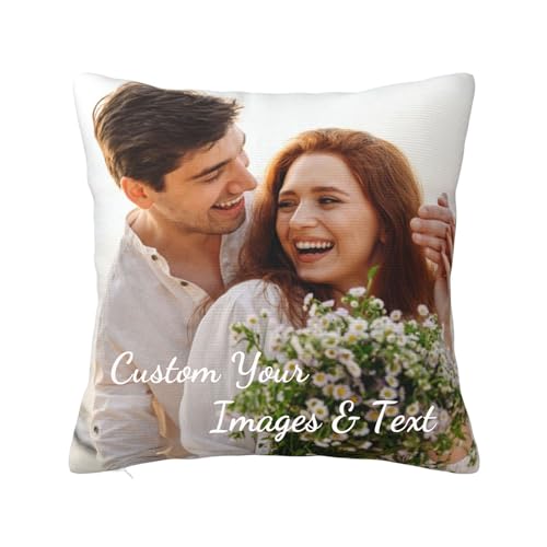 Custom Pillow Covers with Picture & Text Personalized Photo Throw Pillowcase Double-Sided Printing Customized Pillow Cases Couple Gifts Home Decor 16x16