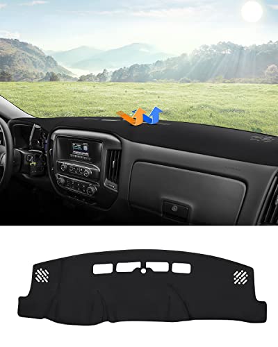 Image of Autorder Dashboard Cover Mat for 2014-2018 Chevy Chevrolet Silverado /GMC Sierra 1500, 2015-2019 Silverado /GMC Sierra 2500HD 3500HD Accessories Dash Cover Flannel Sunshade Glare UV Rays Protector