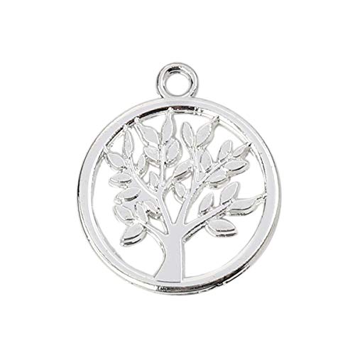 JGFinds Tree of Life Pendants, Silver Tone Charms for Jewelry Making, 5/8", 10 Pack