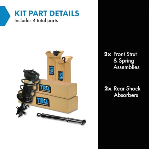 Image of TRQ Front and Rear Complete Strut Assembly & Shock Absorber Kit Complete Strut & Coil Spring Assembly Compatible with 2007-2012 Nissan Sentra
