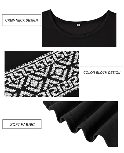Image of CARCOS Plus Size Tops for Women Color Block Flower /Striped /Camo Crew Neck Long Sleeve Tee Shirt