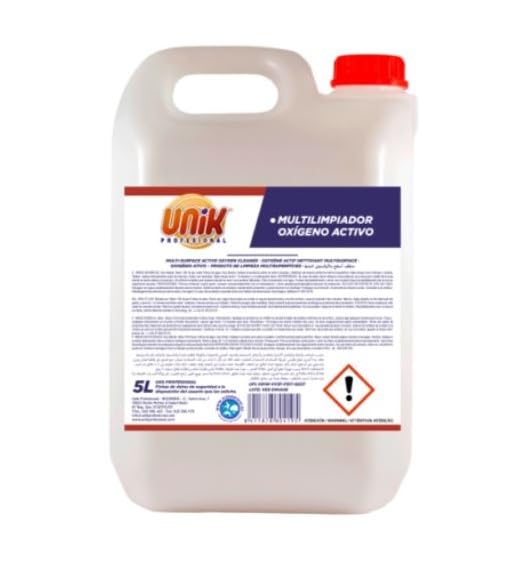Limpiador con Oxigeno activo multisuperficies UNIK botella 5 Lt. Caja con 2 uds