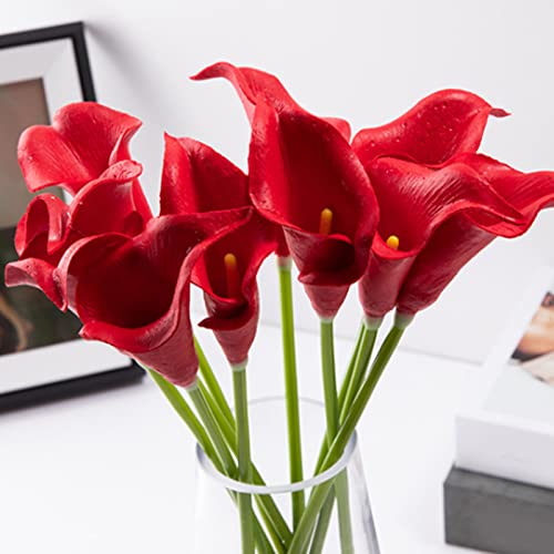 SUFUBAI 10 flores artificiales de lirio de cala, tacto real, ramo de flores artificiales para decoración del hogar, cocina y boda Cover