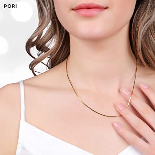 PORI JEWELERS 925 Sterling Silver 1.5MM Magic 8 Sided Italian Snake Chain - Women - Made in Italy (18, Yellow) - Image 4