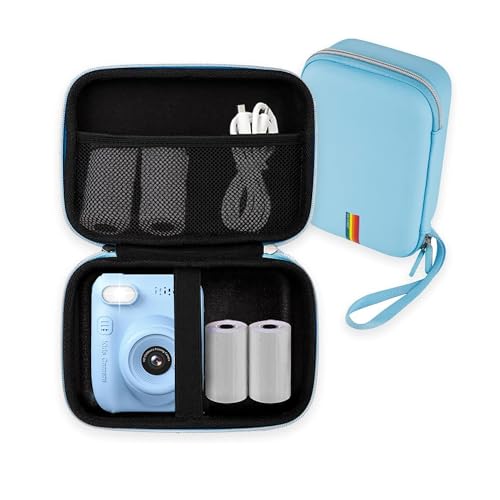 Leayjeen Funda Protectora para Cámara de Fotos Instantánea Infantil Compatible con Hangrui/Uleway/TOYOGO/Gofunly/Ushining y Papel de Impresión, Navidad Cumpleaño Regalos para niños (Solo Funda) Azul