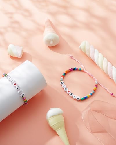 Image of 2 /3Pcs Big Middle Little Sis Heart Adjustable Braided Bracelet Set | Matching handmade sister friendship bracelets, sweet jewelry gifts for sisters, BFF friends, women and teengirls