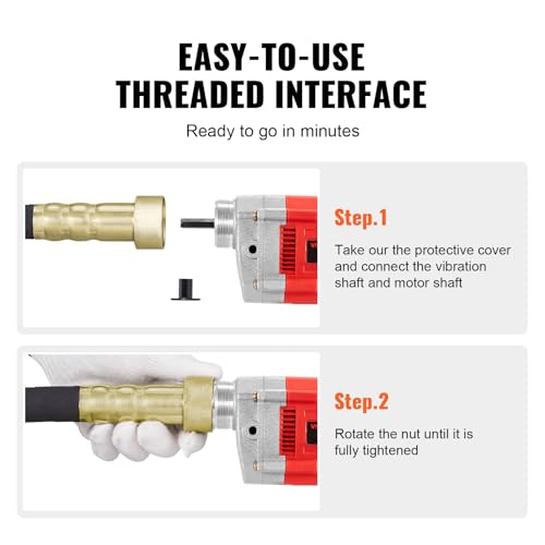 VEVOR Hand-Betonrüttler, 800 W elektrischer Rüttler 4000 U/min, elektrisches Betonrüttlerwerkzeug mit 1,5 m Schaftstange, tragbarer Bleistift-Zementrüttler zum Entfernen von Luftblasen und Mischen