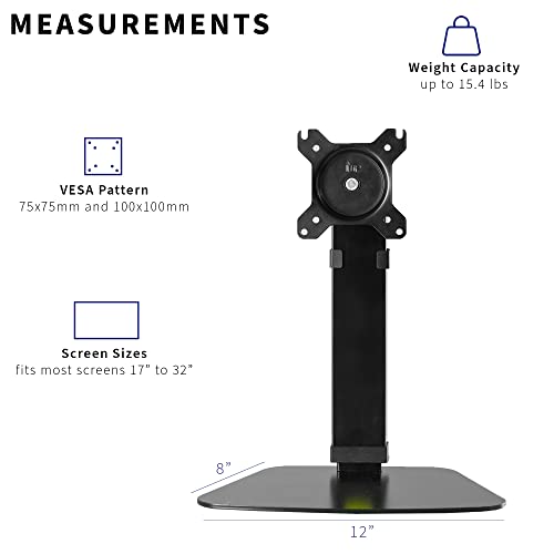Vivo Tall Free Standing Single Monitor Desk Stand, Precise Ratchet System Height Adjustment Mount For Screens Up To 32 Inches, Black, Stand-V001V #TOP4
