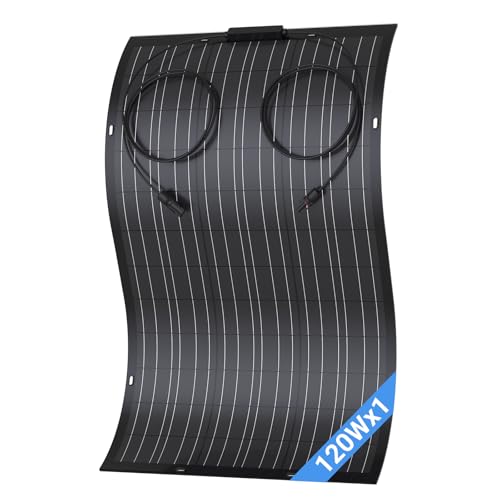 LIONSHEE 120W Solarpanel Flexibel, 1X120W Monokristallines Flexibles Solarmodul, IP67, Solarzelle Photovoltaik Off Grid, für Wohnmobil, Auto, Schuppen, Dach, Boot, Balkon, 12V Batterien